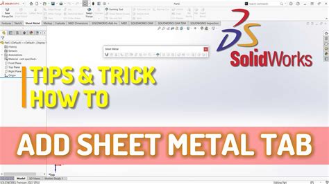 add sheet metal toolbar solidworks|auto relief SolidWorks sheet metal.